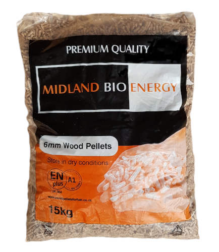 Midland Bio Energy 15kg Premium Quality Bagged Wood Pellets.